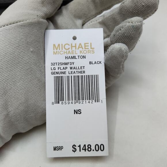 Michael Kors Hamilton Black Leather Lock Credit Card Bifold Wallet - Picture 6 of 16